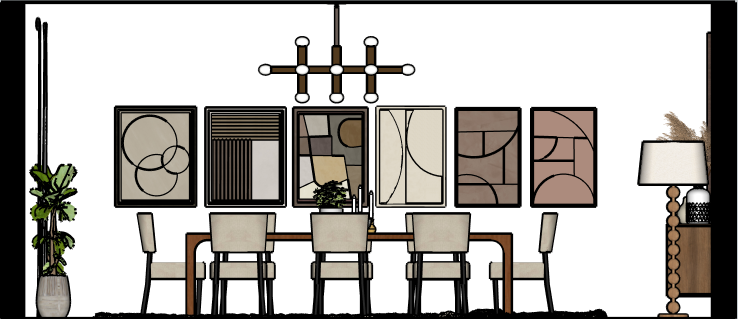 Mid Century Modern Dining Room ELEVATION 1