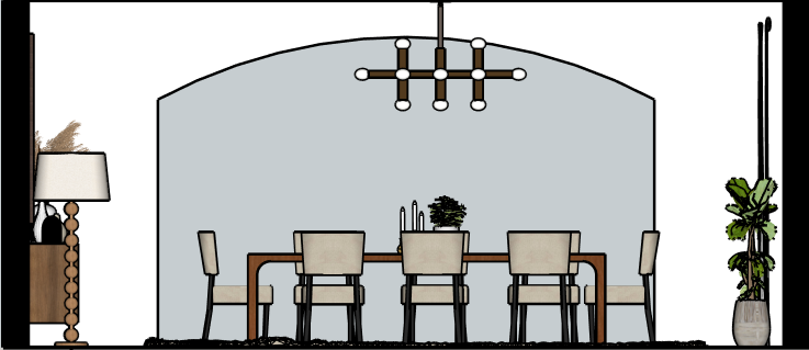 Mid Century Modern Dining Room ELEVATION 2
