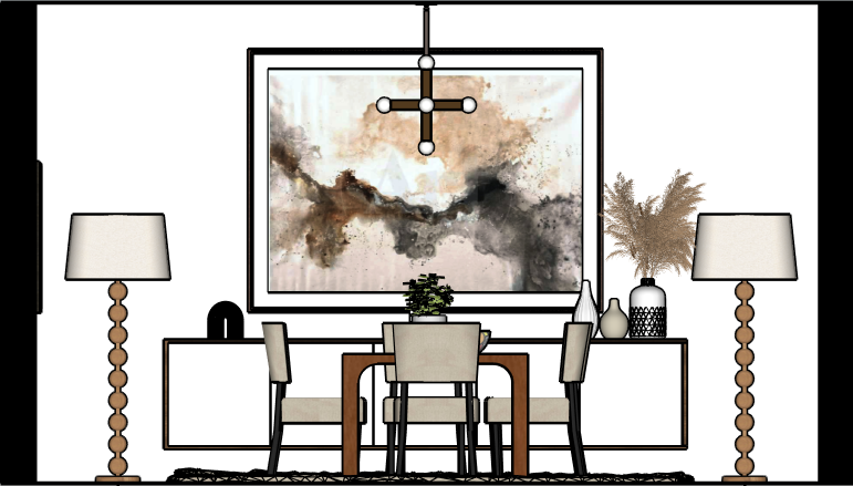 Mid Century Modern Dining Room ELEVATION 3