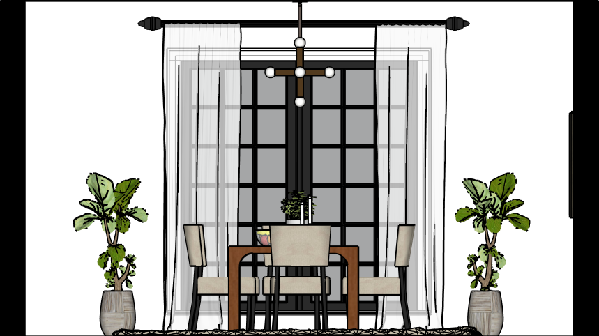 Mid Century Modern Dining Room ELEVATION 4