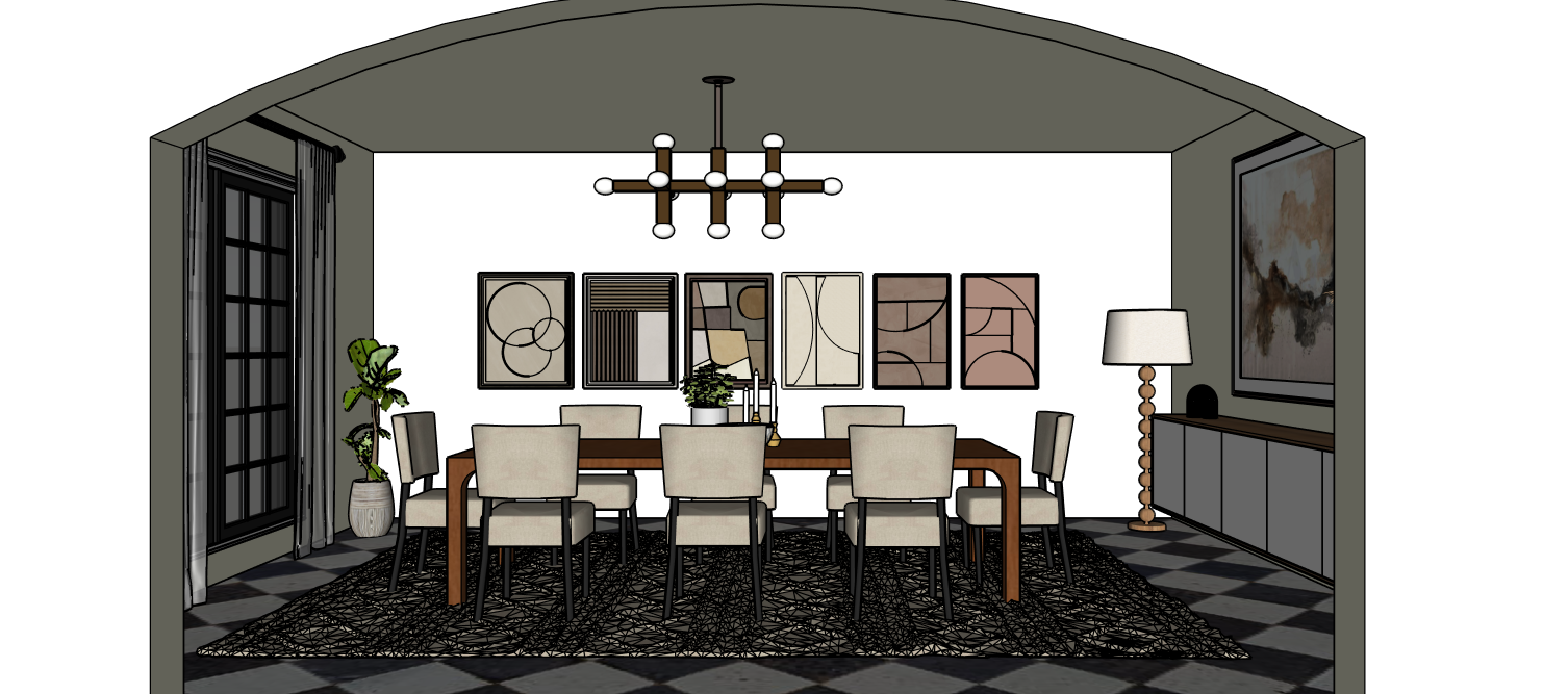 Mid Century Modern Dining Room - Perspective 1