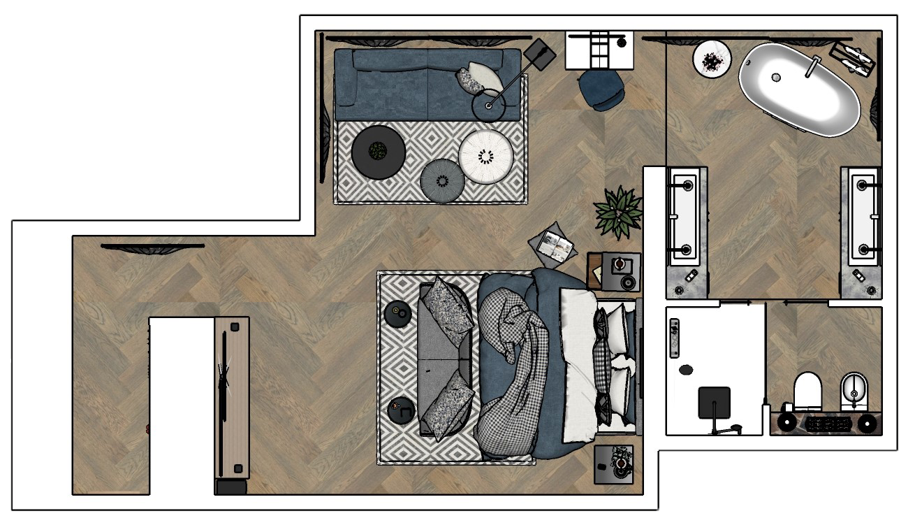 Modern Meets Traditional Master Bedroom - Floor Plan